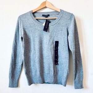 NWT Banana Republic Gray Long Sleeves Sweater Luxe Cotton Nylon Cashmere Sz XS